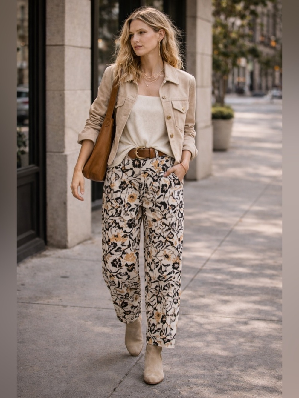 Anthropologie Soft Barrel Pants | Abstract Floral Cotton | Size 2